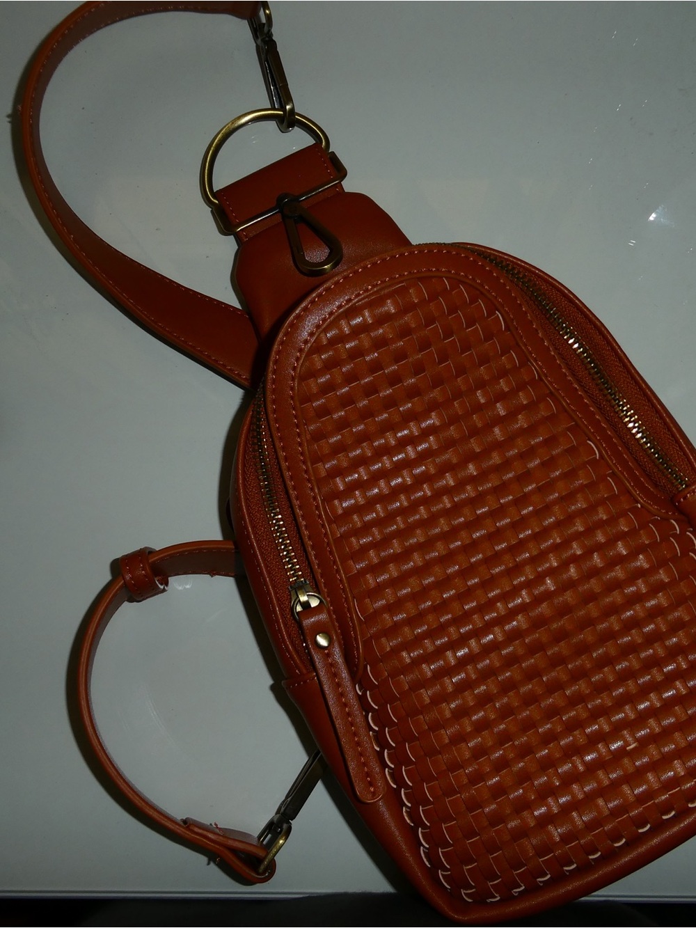 Anthropologie Woven Crossbody Sling — Tan/Brown